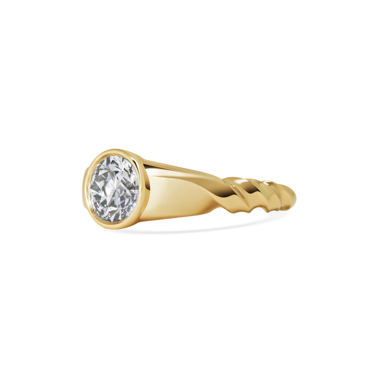 Diamond Twist Signet Ring