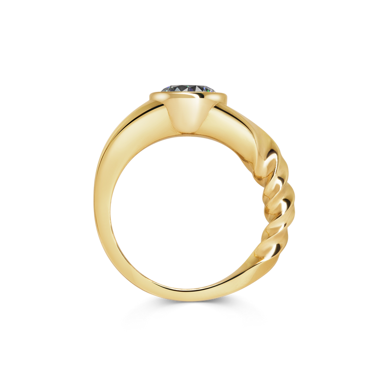 Diamond Twist Signet Ring