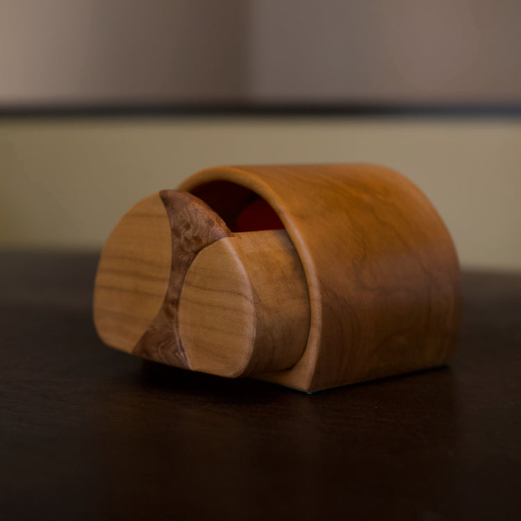 Half Moon Cherry Wood Keepsake Box