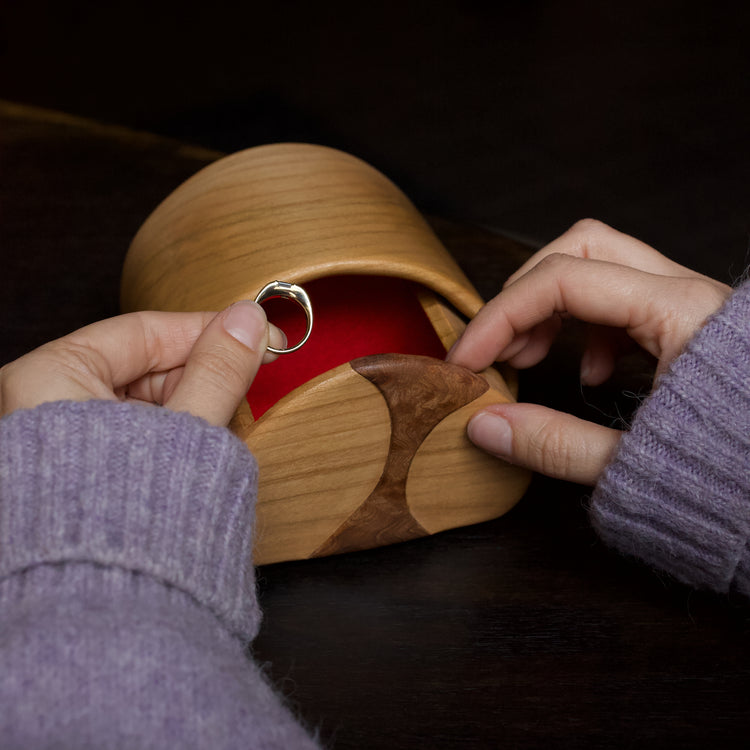 Half Moon Cherry Wood Keepsake Box