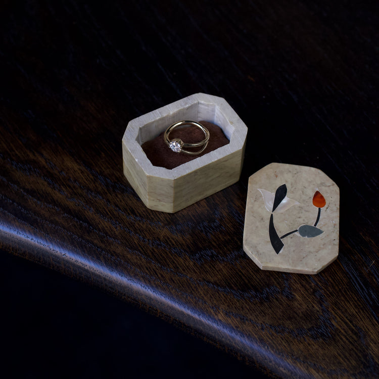 Small Octagonal White Marble Box