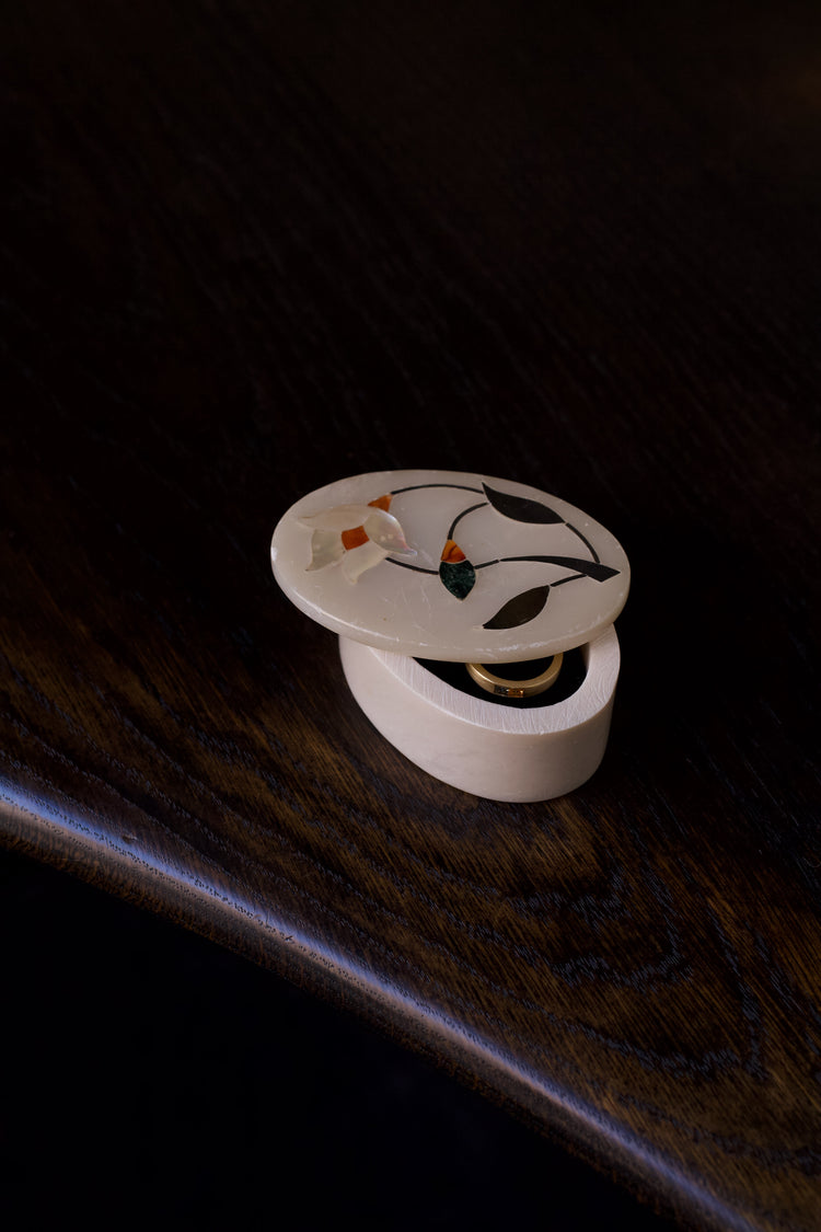 Oval White Marble Box