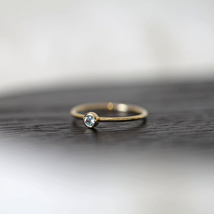 Mini Round Aquamarine Promise Ring