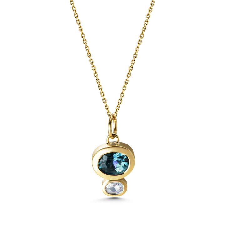 Blue Sapphire and Diamond Pendant