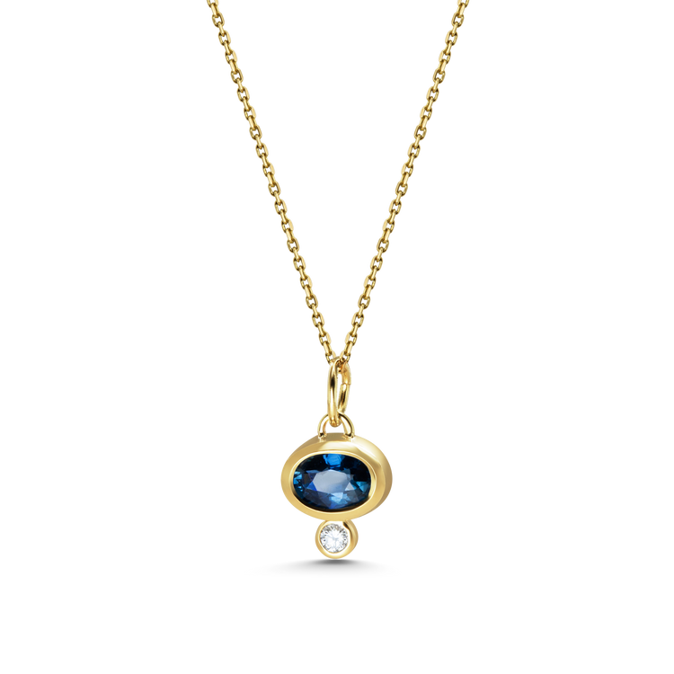 Shape Pendant - Blue Sapphire and Diamond Pendant