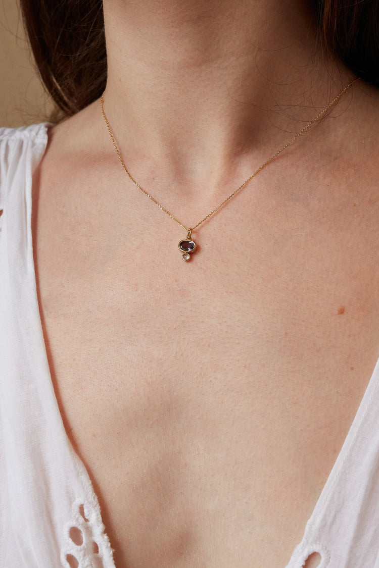 Spinel and Grey Diamond Necklace