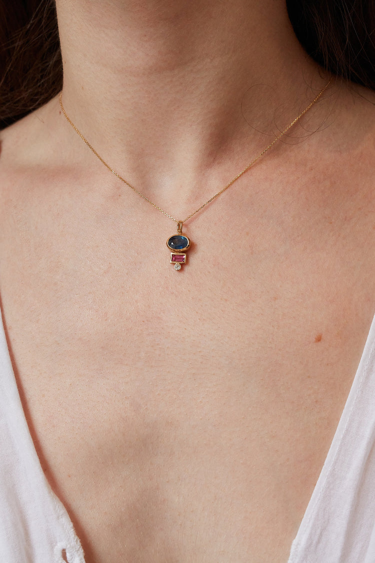 Sapphire Tourmaline Diamond Necklace