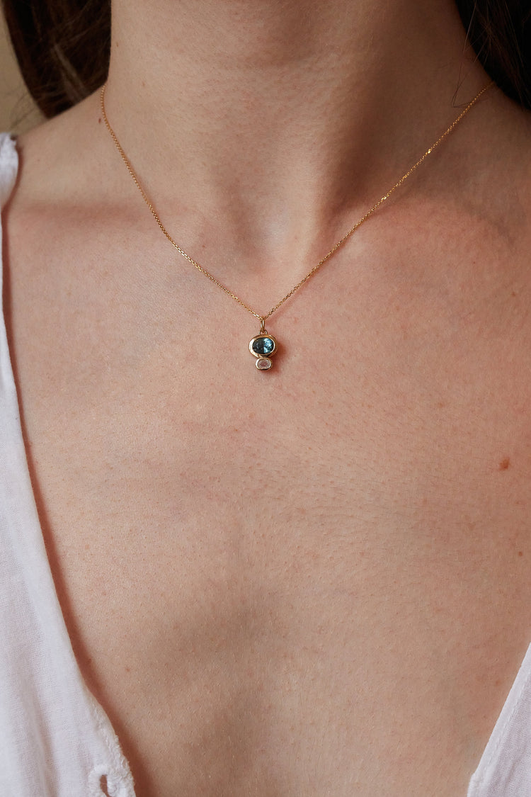 Blue Sapphire and Diamond Pendant