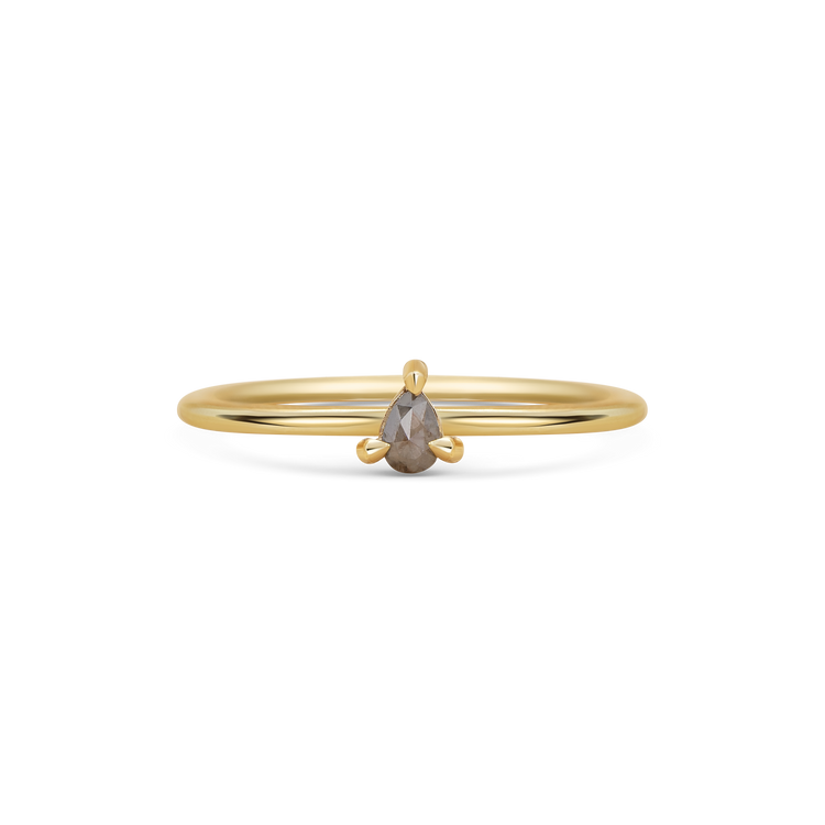 Mini Pear Grey Diamond Promise Ring
