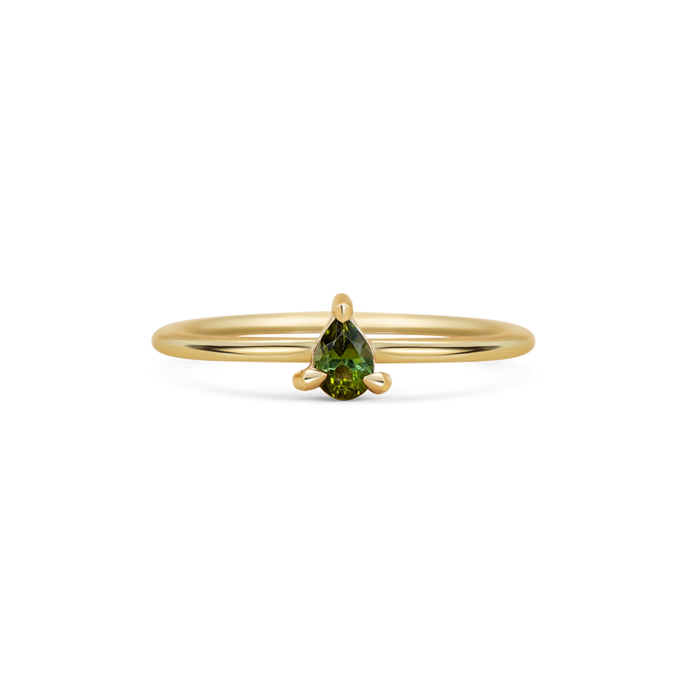 Mini Pear Green Tourmaline Promise Ring