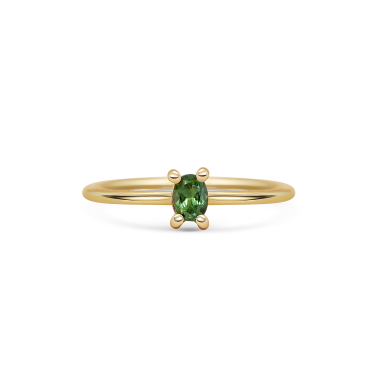 Mini Oval Green Sapphire Promise Ring