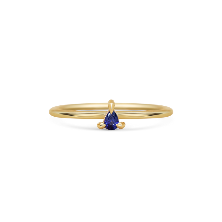 Mini Pear Blue Sapphire Promise Ring