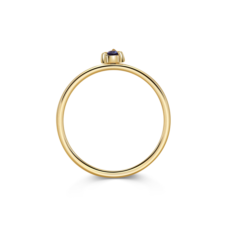Mini Pear Blue Sapphire Promise Ring