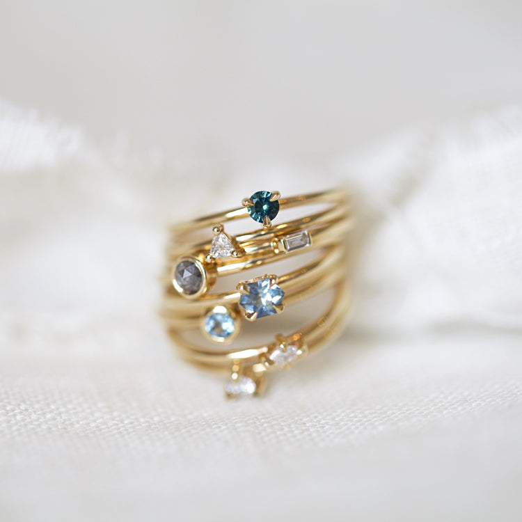 Mini Round Aquamarine Promise Ring