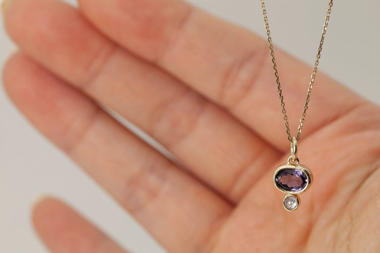 Spinel and Grey Diamond Necklace