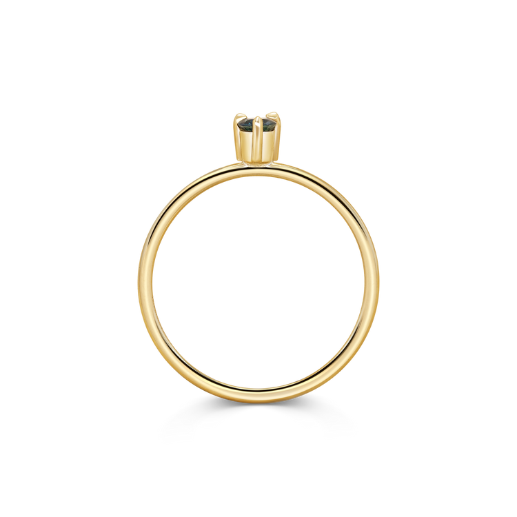 Mini Round Teal Sapphire Promise Ring