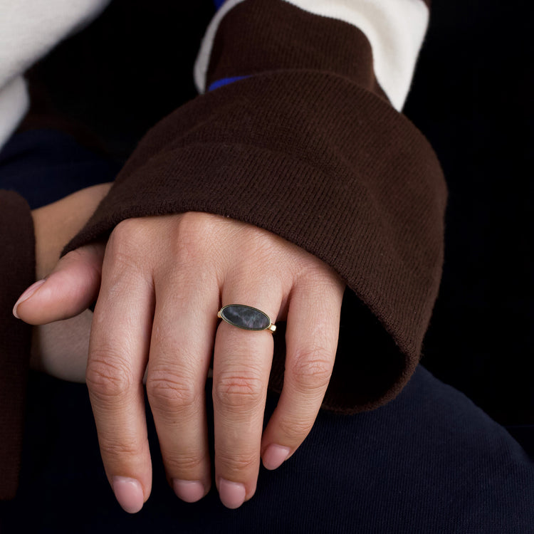 Black Pearl Amulet Ring