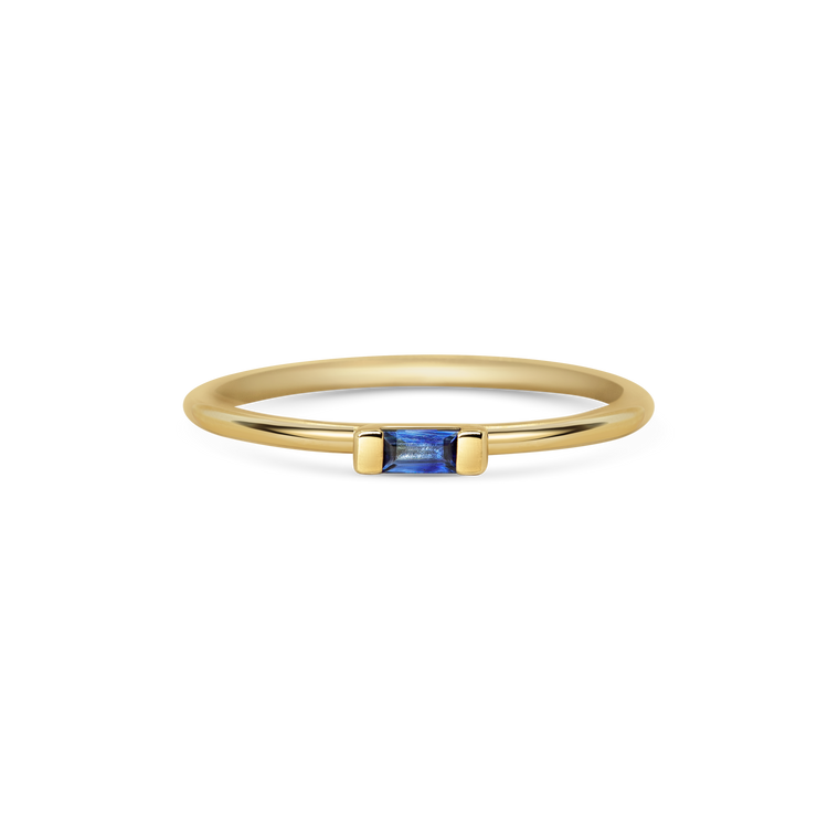 Mini Blue Baguette Sapphire Promise Ring