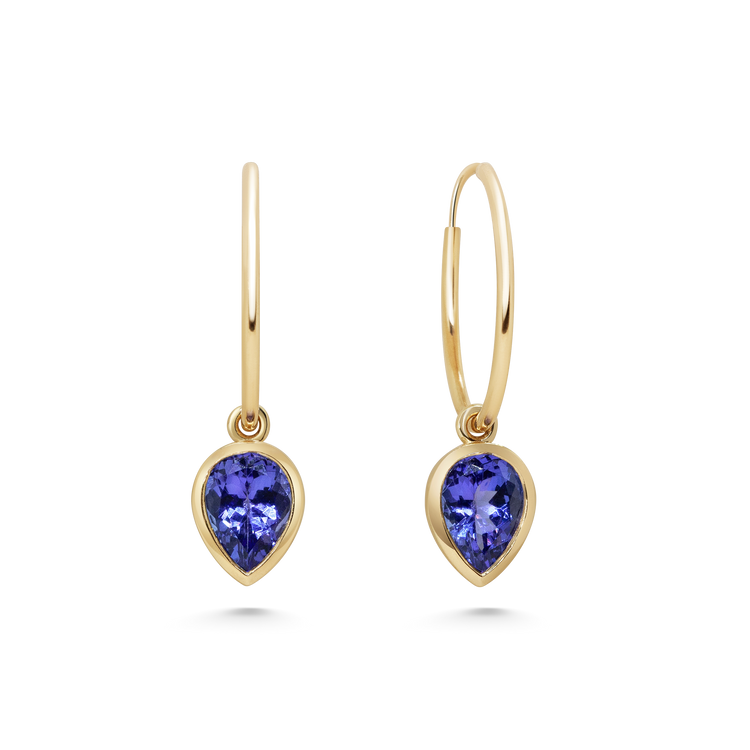 Tanzanite Bezel Drop Hoops