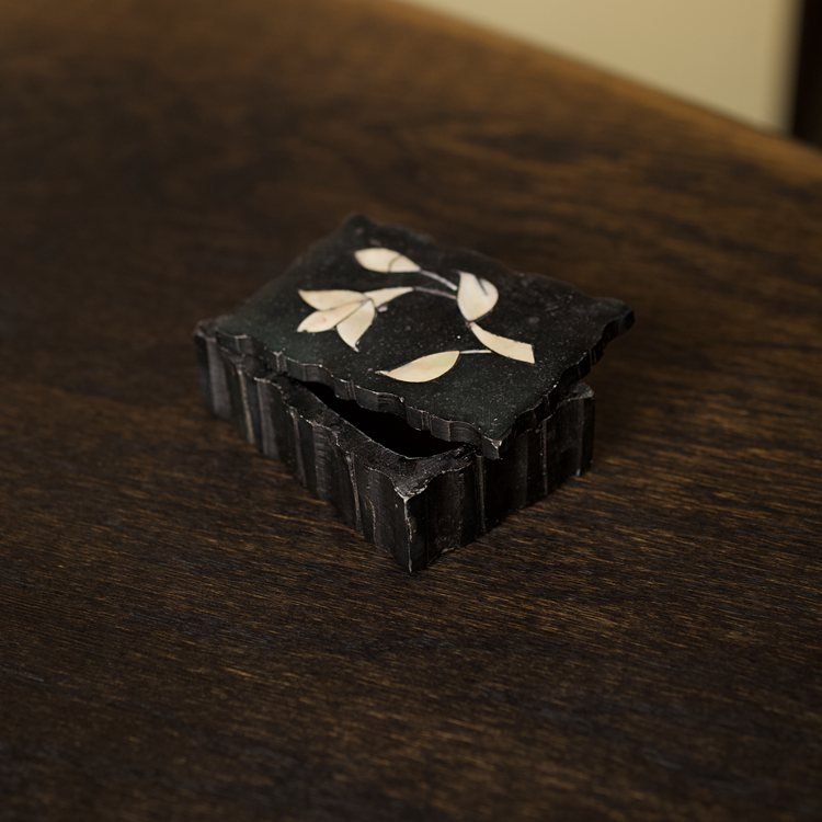 Large Black and White Stone Box