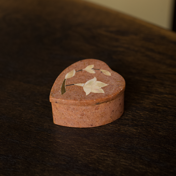 Large Pink Heart Marble Box