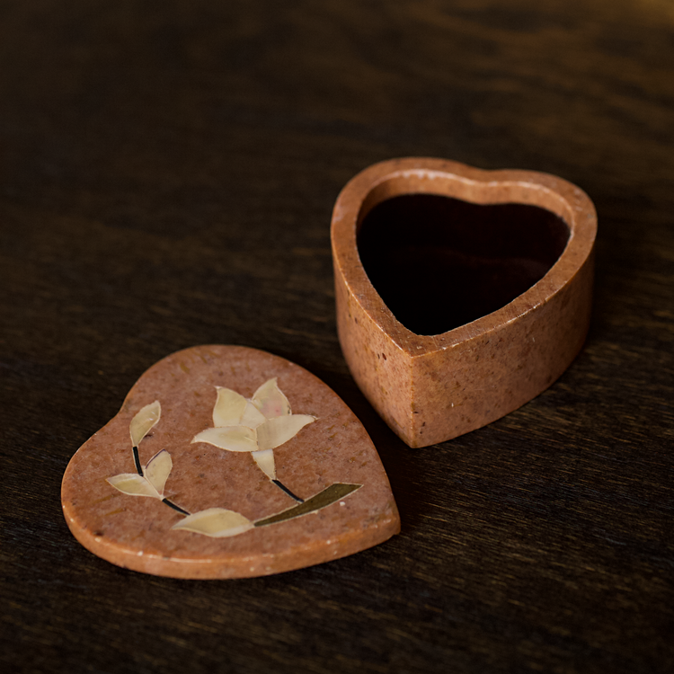 Large Pink Heart Marble Box