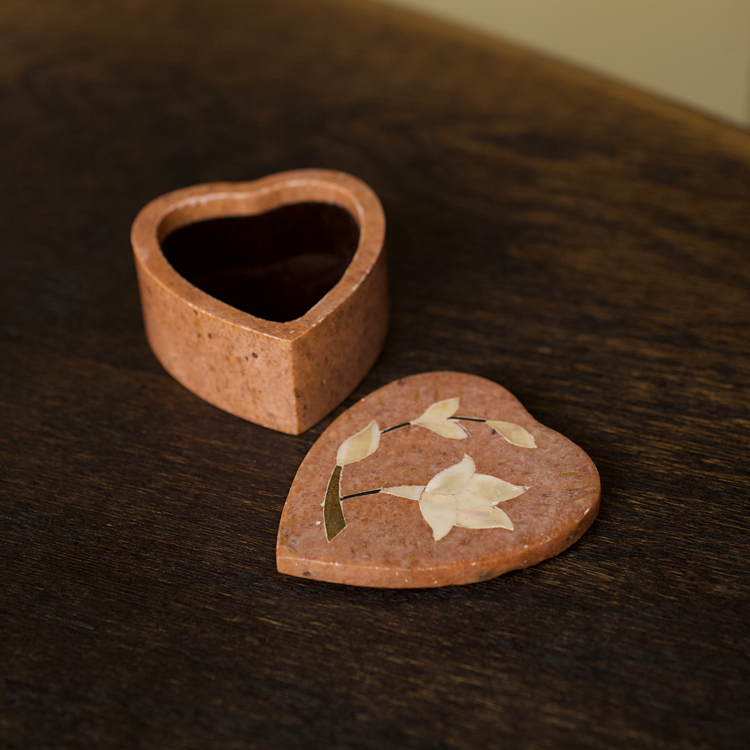 Large Pink Heart Marble Box