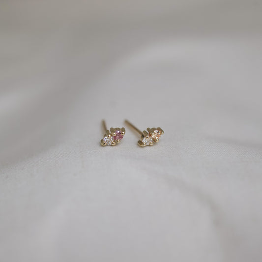 Peach Pink Double Mismatch Studs