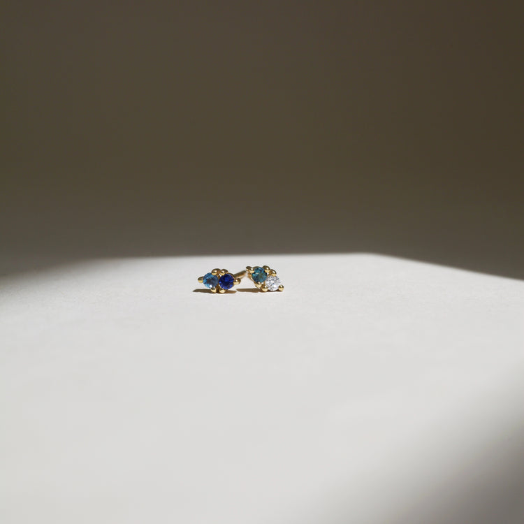 Blue Double Mismatch Studs