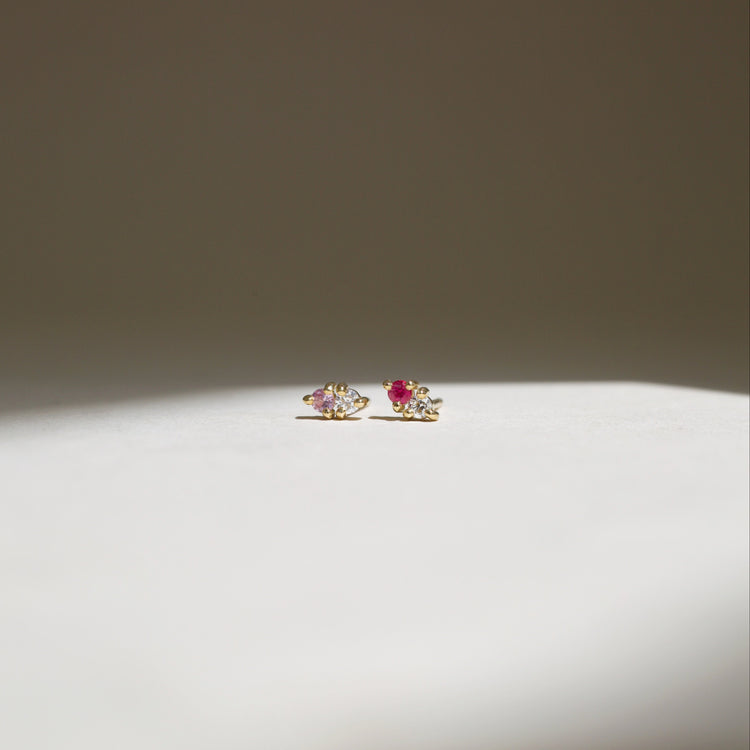 Pink Double Mismatch Studs