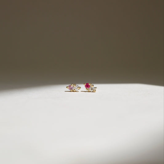 Pink Double Mismatch Studs