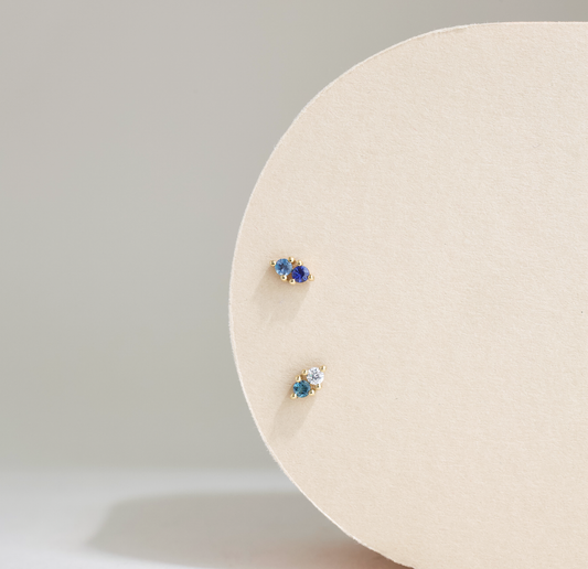 Blue Double Mismatch Studs