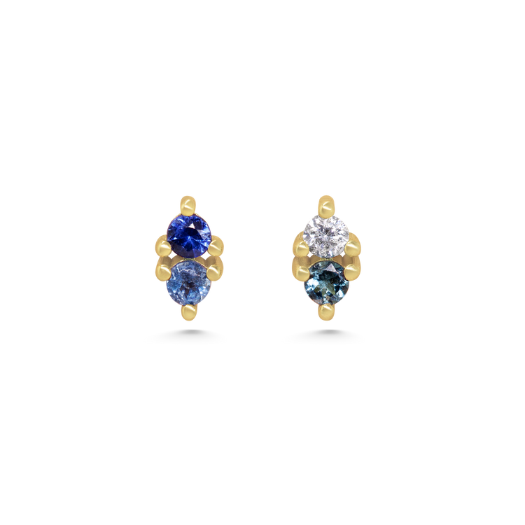 Blue Double Mismatch Studs