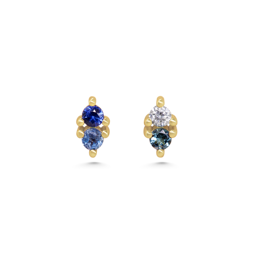 Blue Double Mismatch Studs