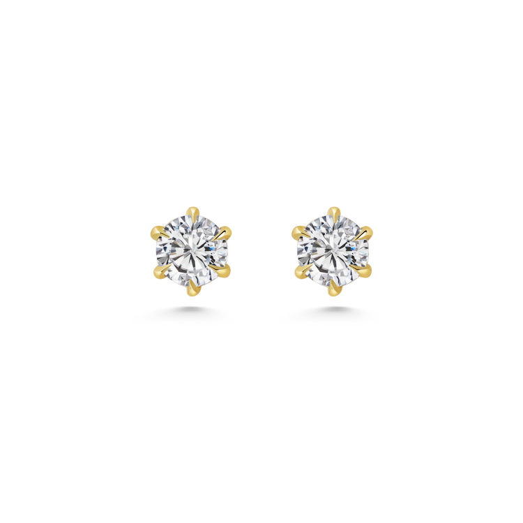 Hexa White Diamond Studs