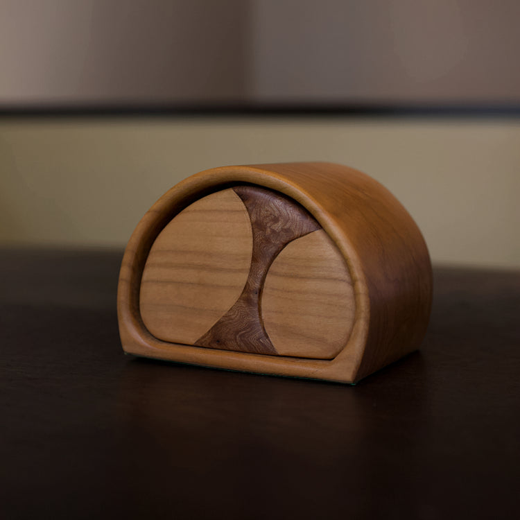 Half Moon Cherry Wood Keepsake Box