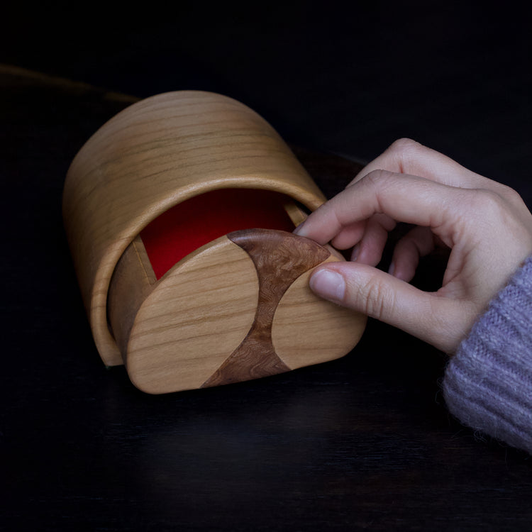 Half Moon Cherry Wood Keepsake Box