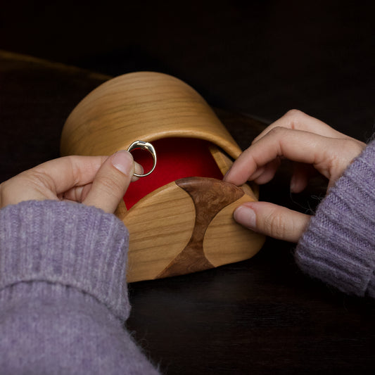 Half Moon Cherry Wood Keepsake Box