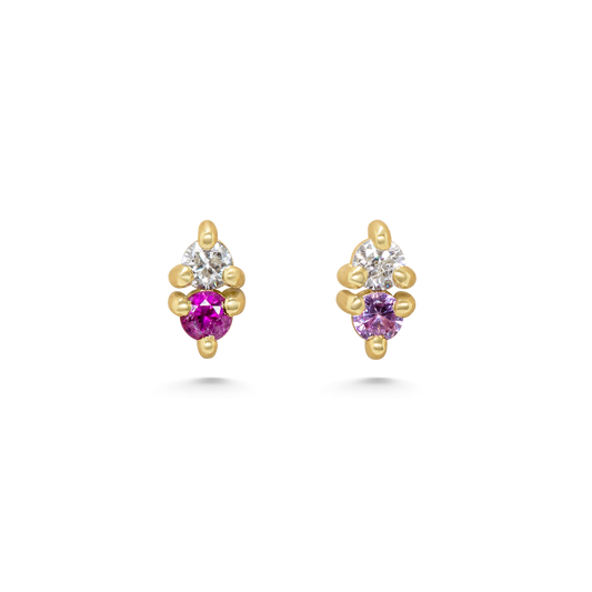 Pink Double Mismatch Studs