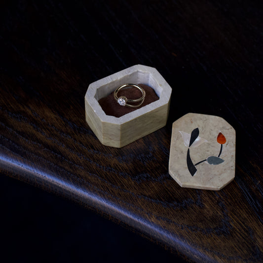 Small Octagonal White Marble Box