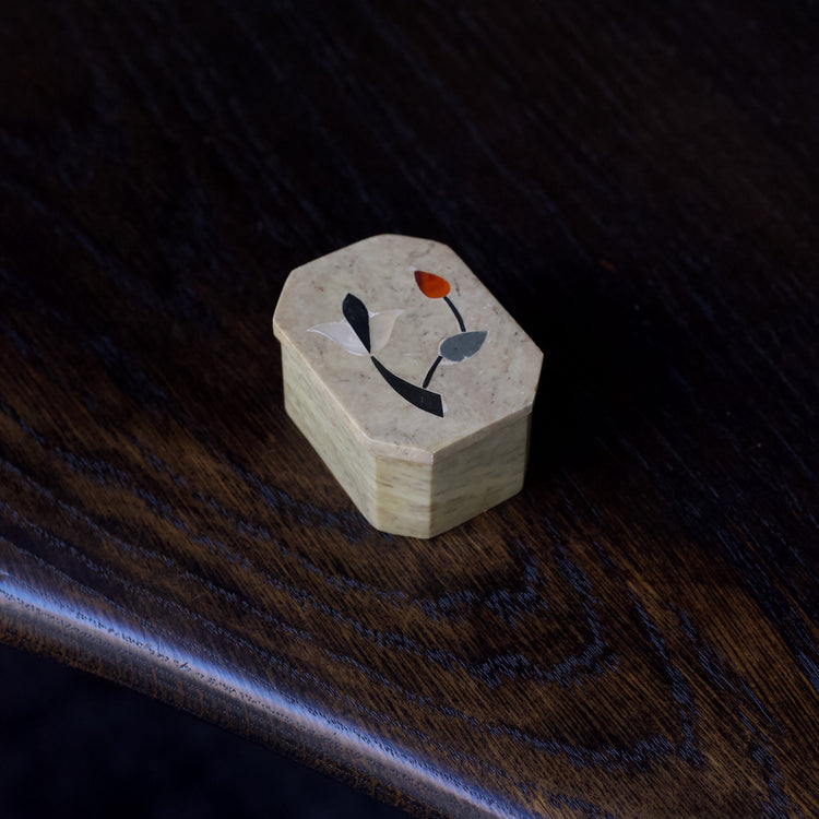 Small Octagonal White Marble Box