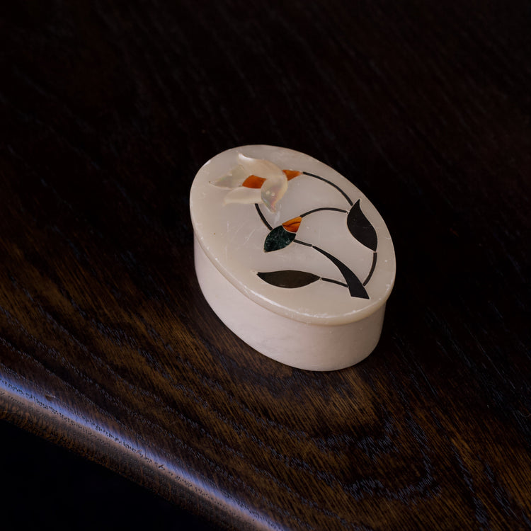 Oval White Marble Box