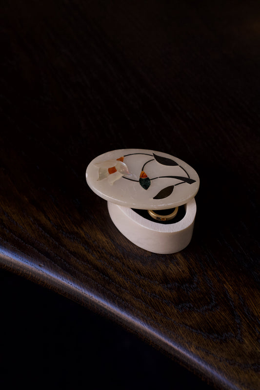 Oval White Marble Box