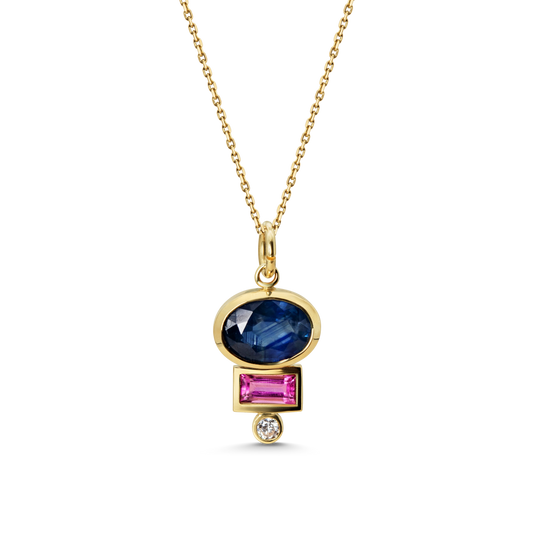 Sapphire Tourmaline Diamond Pendant