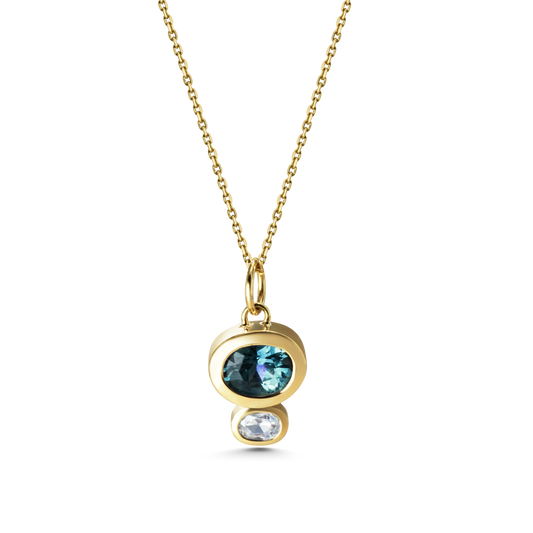 Blue Sapphire and Diamond Pendant