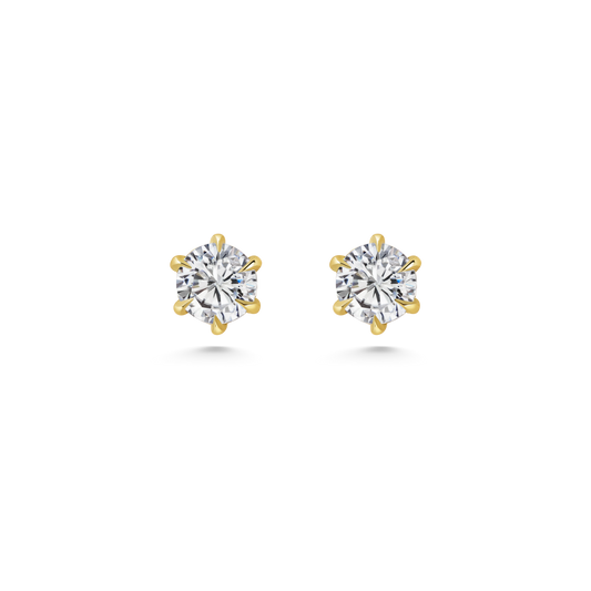 Hexa White Diamond Studs