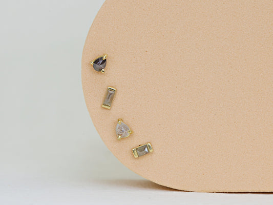 Black Pear Diamond Stud Earring