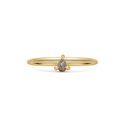 Mini Pear Grey Diamond Promise Ring