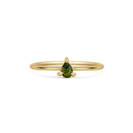 Mini Pear Green Tourmaline Promise Ring