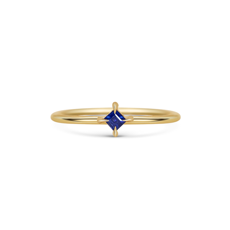 Mini Square Blue Sapphire Promise Ring